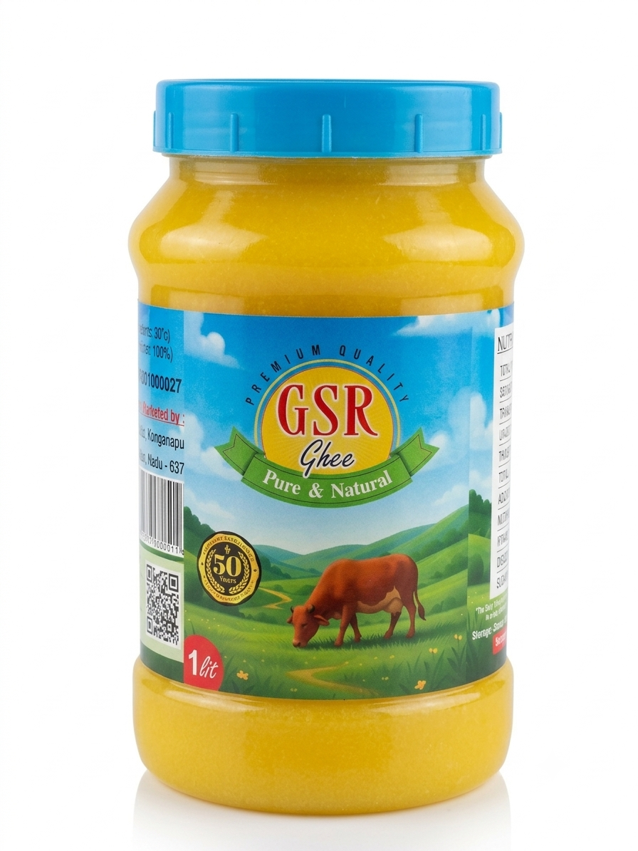 GSR Pure Cow Ghee jar, front view